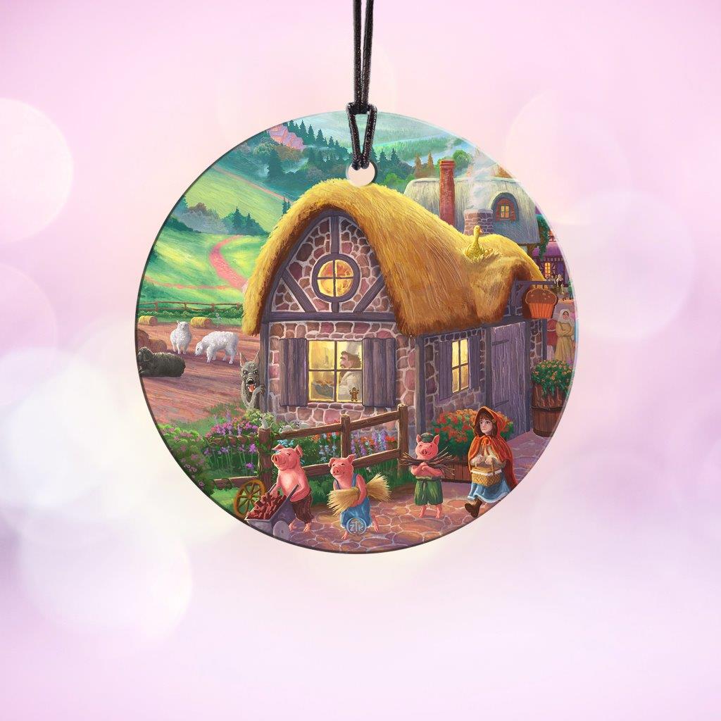 Zac Kinkade (Storybook Land - 3 Little Pigs) StarFire Prints™ Hanging Glass Print SPCIR1202
