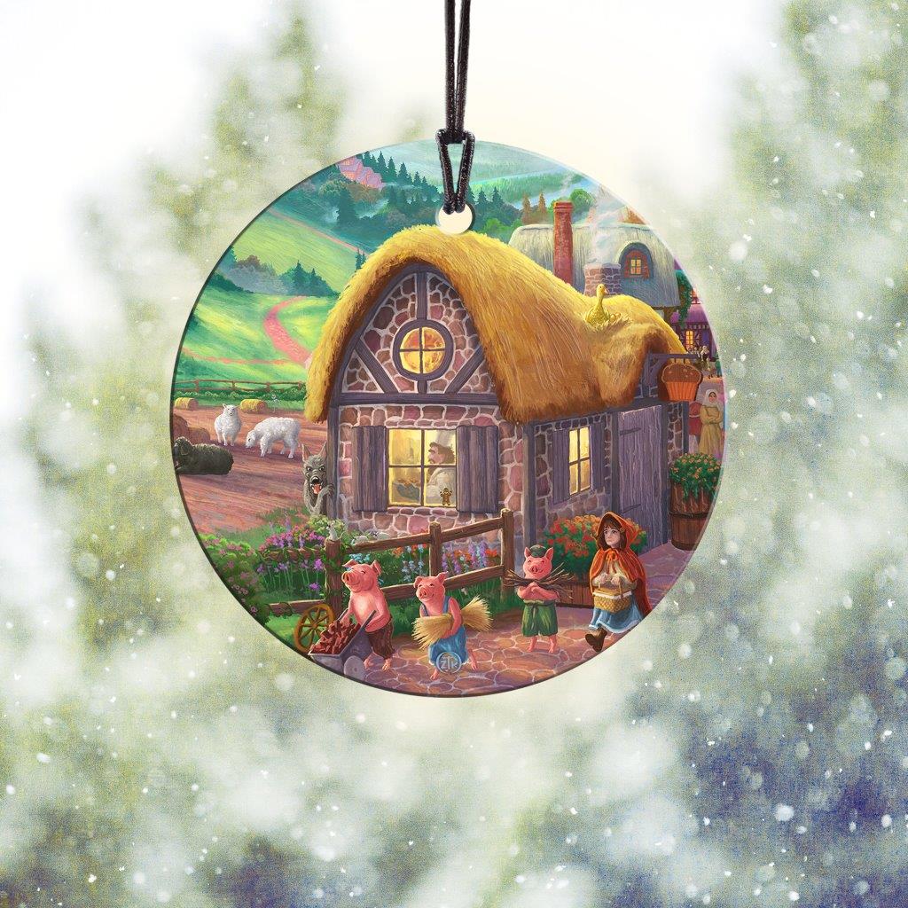 Zac Kinkade (Storybook Land - 3 Little Pigs) StarFire Prints™ Hanging Glass Print SPCIR1202