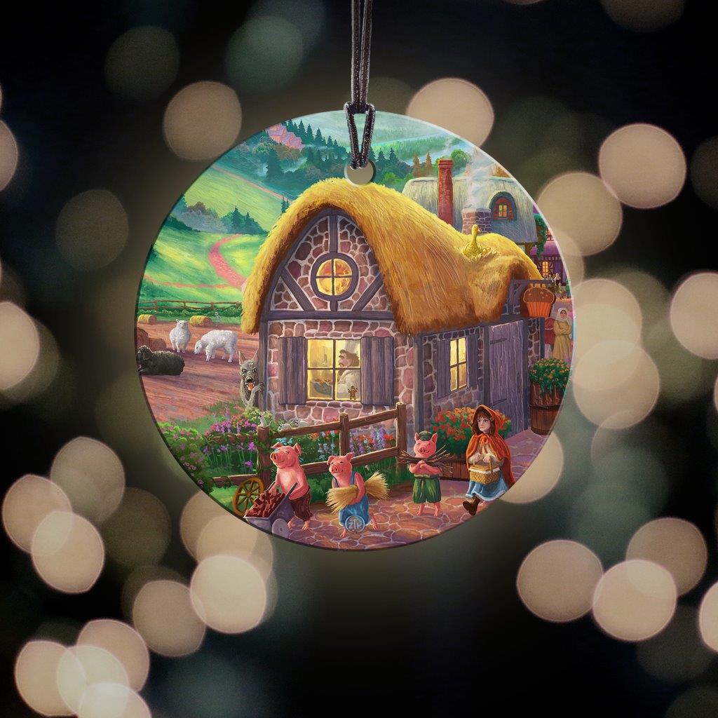 Zac Kinkade (Storybook Land - 3 Little Pigs) StarFire Prints™ Hanging Glass Print SPCIR1202