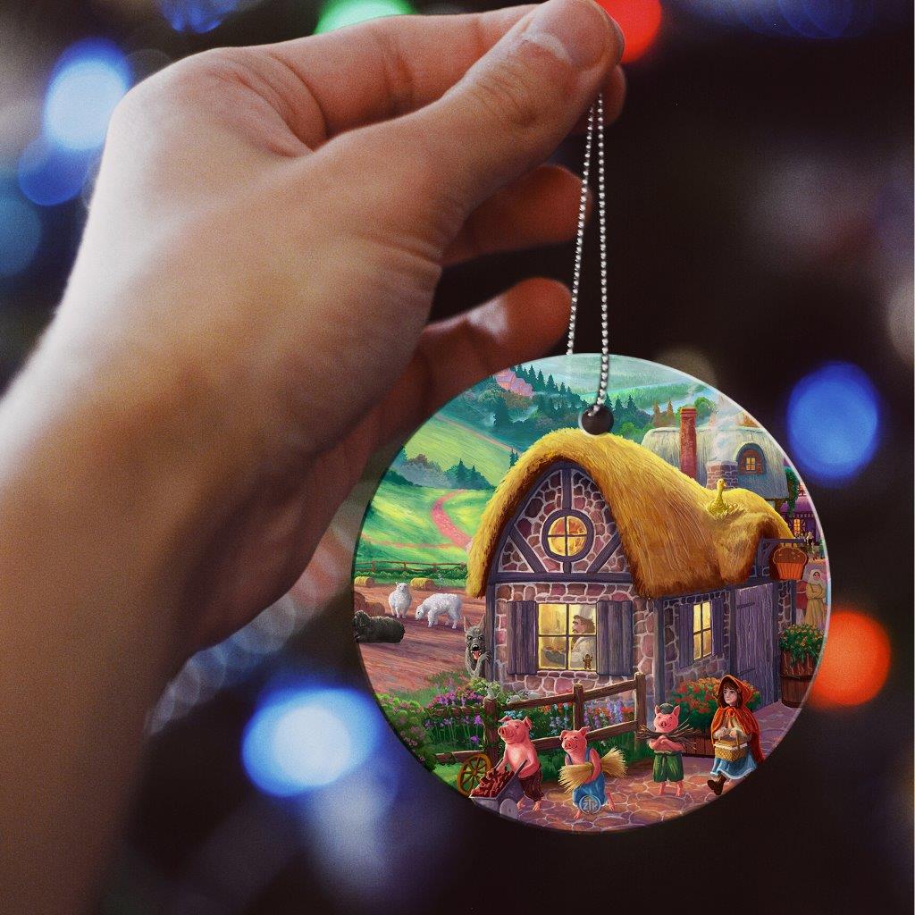 Zac Kinkade (Storybook Land - 3 Little Pigs) StarFire Prints™ Hanging Glass Print SPCIR1202