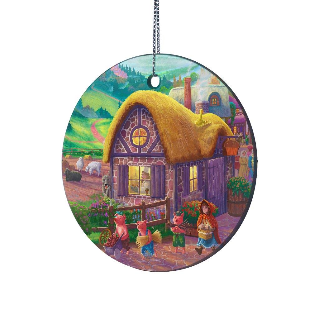 Zac Kinkade (Storybook Land - 3 Little Pigs) StarFire Prints™ Hanging Glass Print SPCIR1202