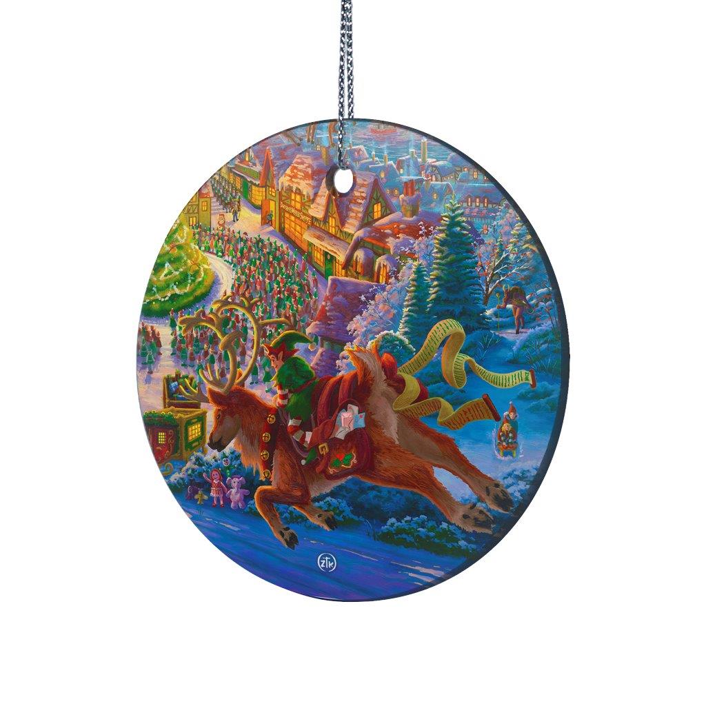 Zac Kinkade (Santas North Pole - Reindeer) StarFire Prints™ Hanging Glass Print SPCIR1206