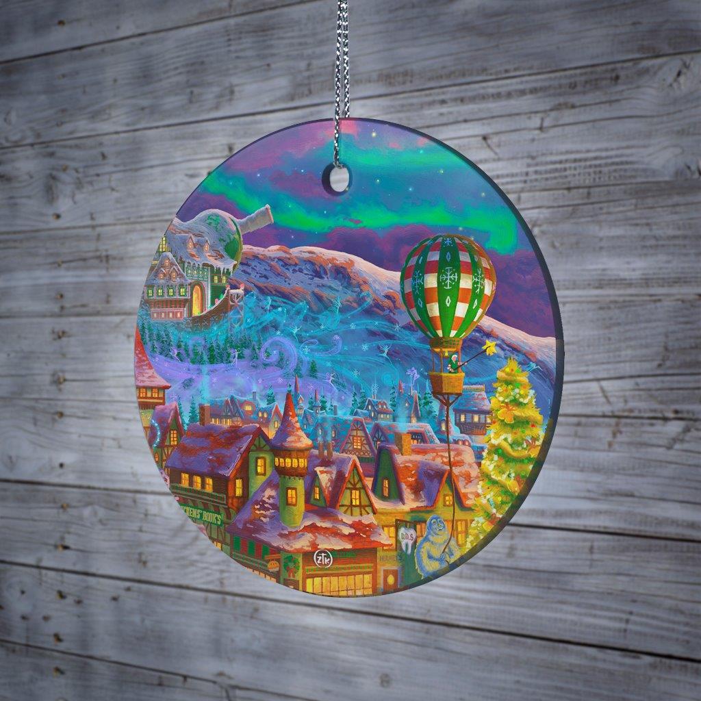 Zac Kinkade (Santas North Pole - Hot Air Balloon) StarFire Prints™ Hanging Glass Print SPCIR1207