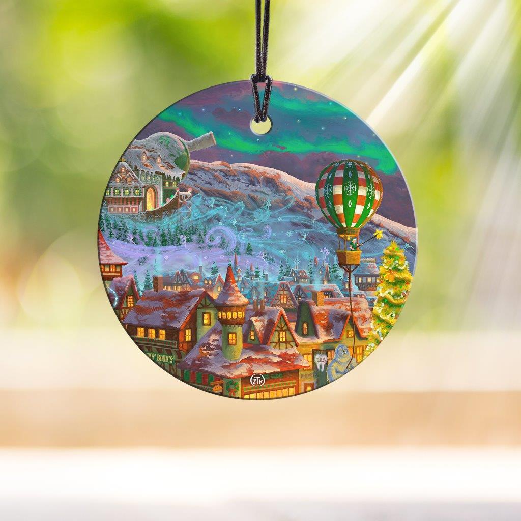 Zac Kinkade (Santas North Pole - Hot Air Balloon) StarFire Prints™ Hanging Glass Print SPCIR1207