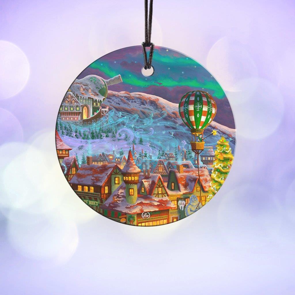 Zac Kinkade (Santas North Pole - Hot Air Balloon) StarFire Prints™ Hanging Glass Print SPCIR1207