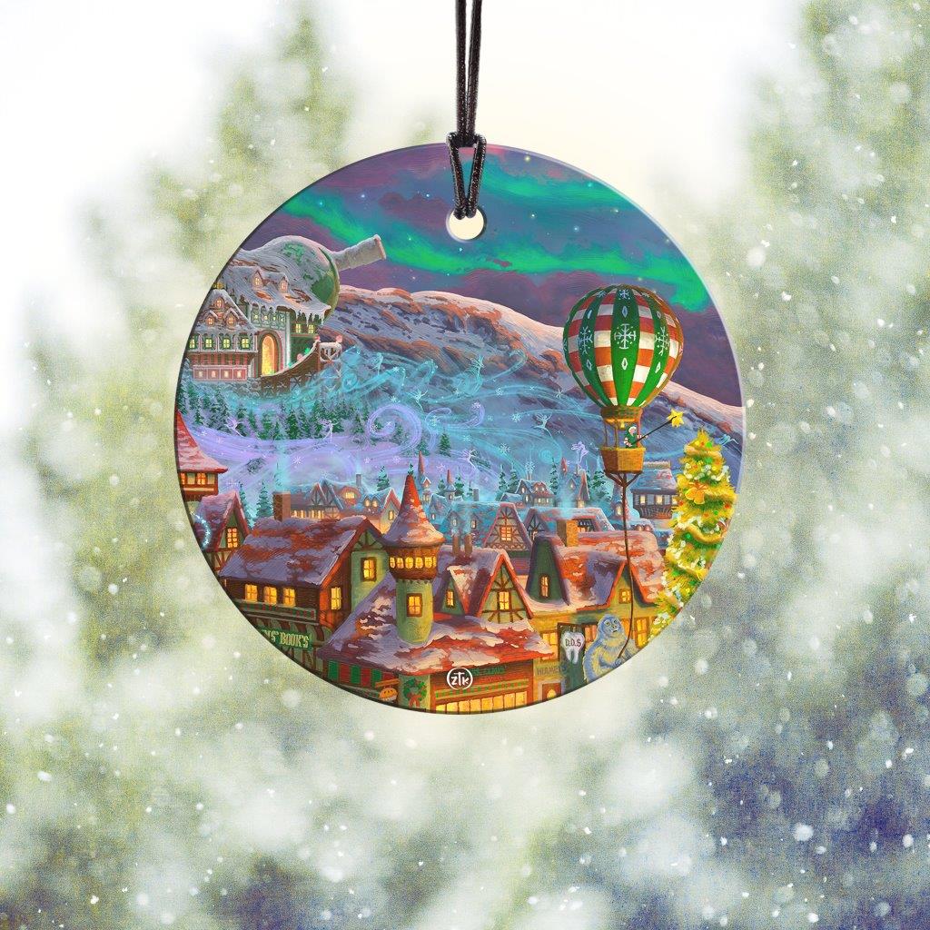 Zac Kinkade (Santas North Pole - Hot Air Balloon) StarFire Prints™ Hanging Glass Print SPCIR1207