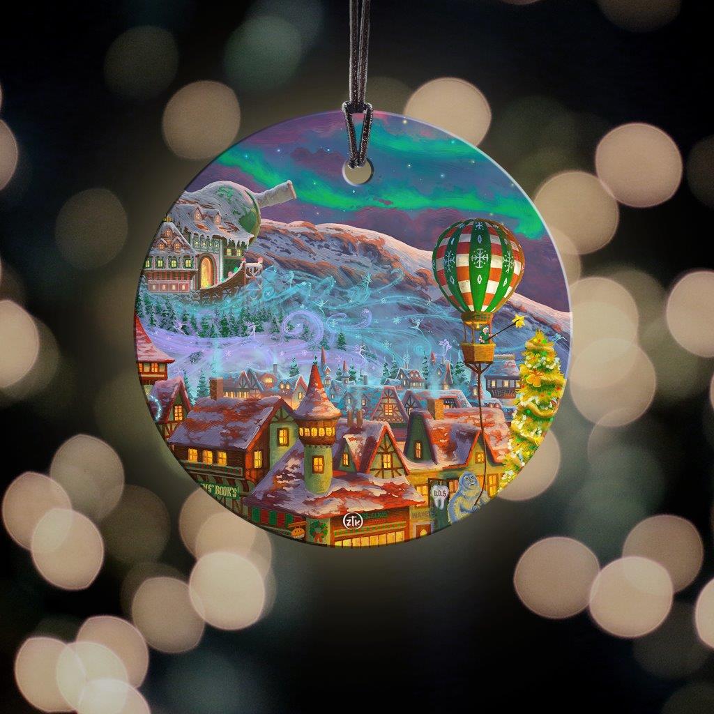 Zac Kinkade (Santas North Pole - Hot Air Balloon) StarFire Prints™ Hanging Glass Print SPCIR1207