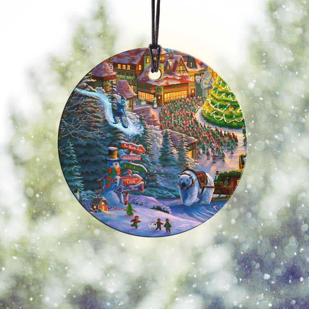 Zac Kinkade (Santas North Pole - Polar Bear) StarFire Prints™ Hanging Glass Print SPCIR1208