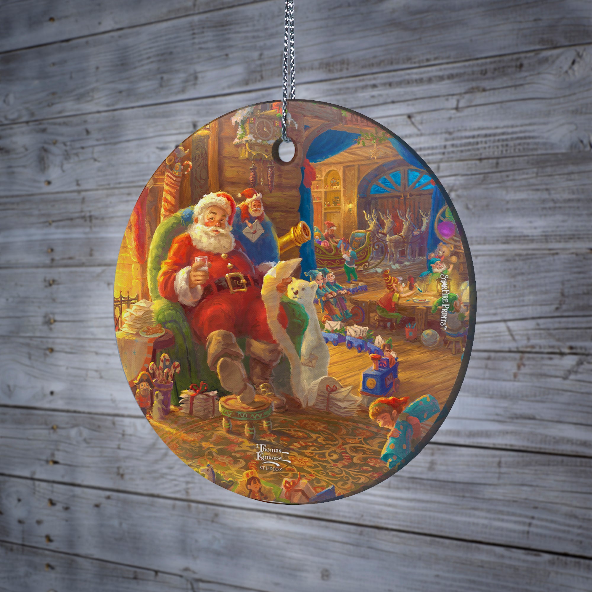 Thomas Kinkade Studios (Santas Workshop - Santa) StarFire Prints™ Hanging Glass Print SPCIR1215
