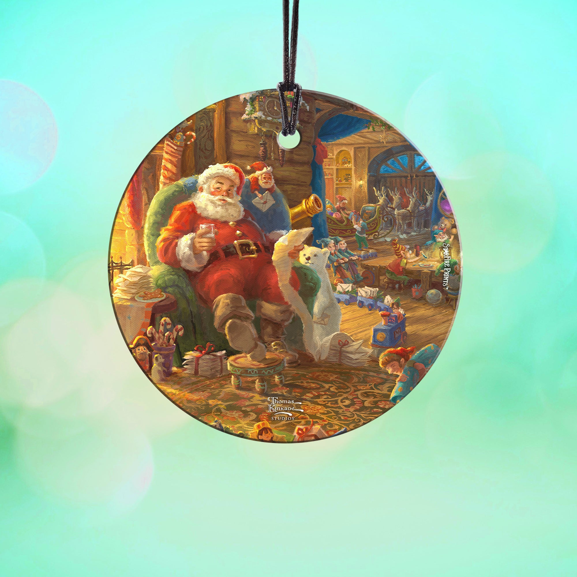 Thomas Kinkade Studios (Santas Workshop - Santa) StarFire Prints™ Hanging Glass Print SPCIR1215