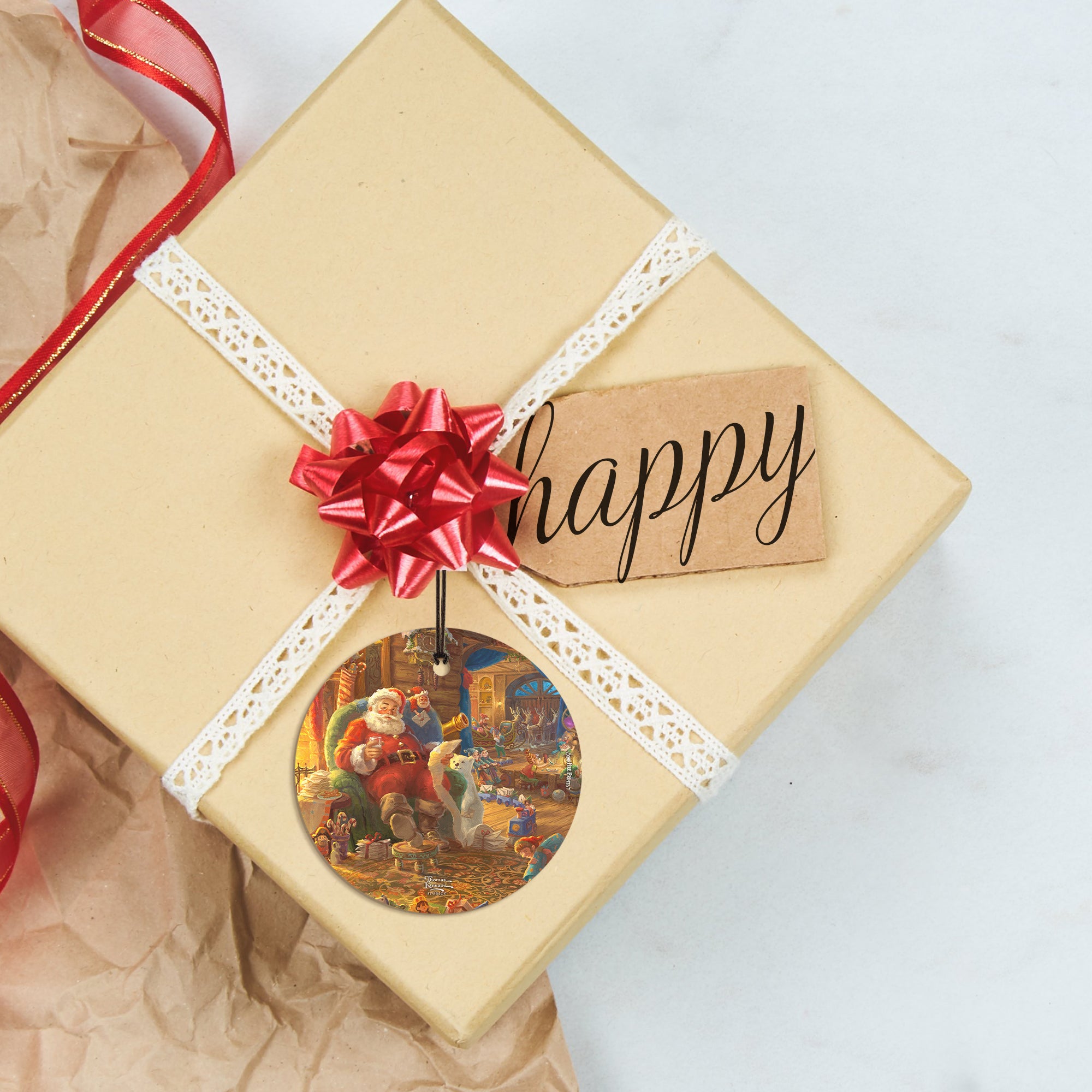 Thomas Kinkade Studios (Santas Workshop - Santa) StarFire Prints™ Hanging Glass Print SPCIR1215