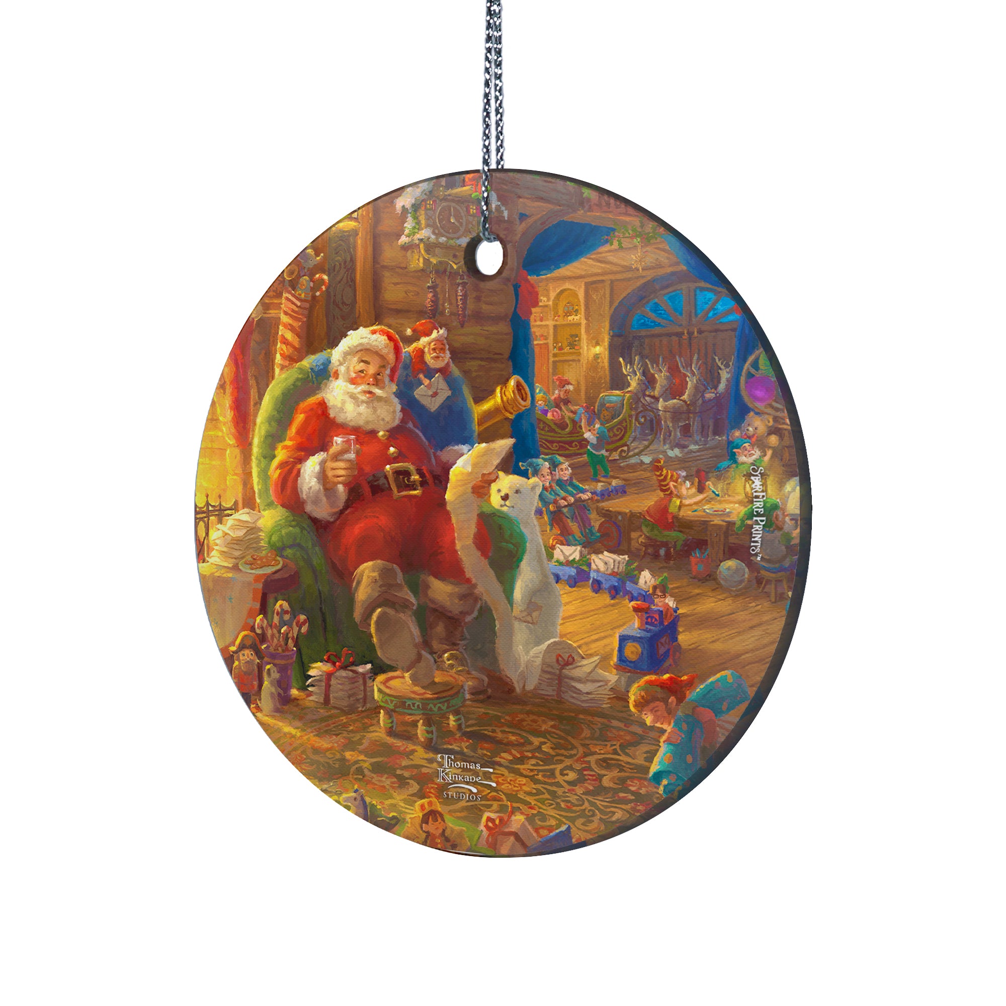 Thomas Kinkade Studios (Santas Workshop - Santa) StarFire Prints™ Hanging Glass Print SPCIR1215