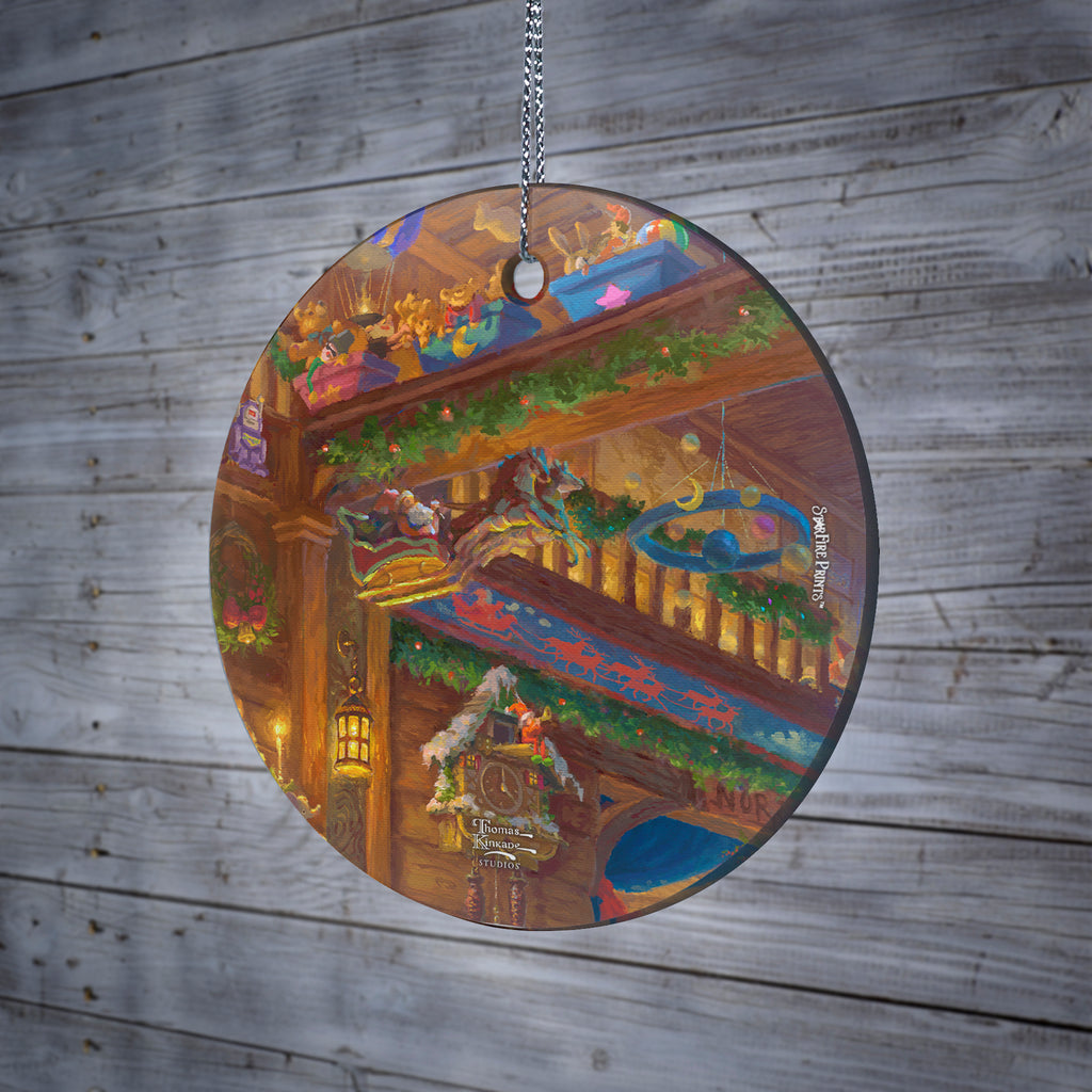 Thomas Kinkade Studios (Santas Workshop - Toys) StarFire Prints™ Hanging Glass Print SPCIR1216