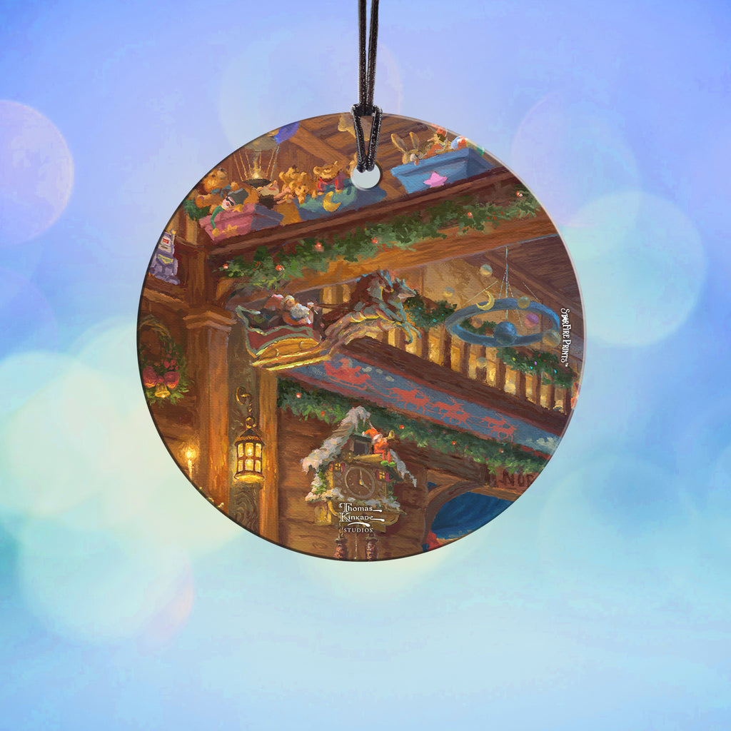 Thomas Kinkade Studios (Santas Workshop - Toys) StarFire Prints™ Hanging Glass Print SPCIR1216