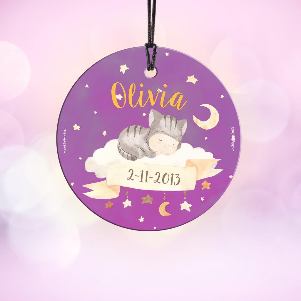 Baby's First Christmas (Boho Baby - Customized)  StarFire Prints Hanging Glass Print SPCIR1249