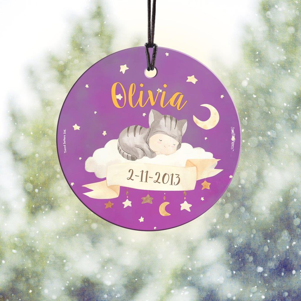 Baby's First Christmas (Boho Baby - Customized)  StarFire Prints Hanging Glass Print SPCIR1249