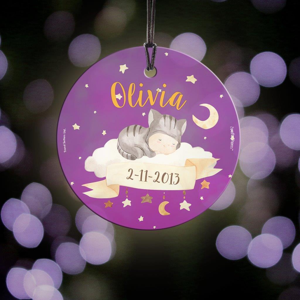 Baby's First Christmas (Boho Baby - Customized)  StarFire Prints Hanging Glass Print SPCIR1249