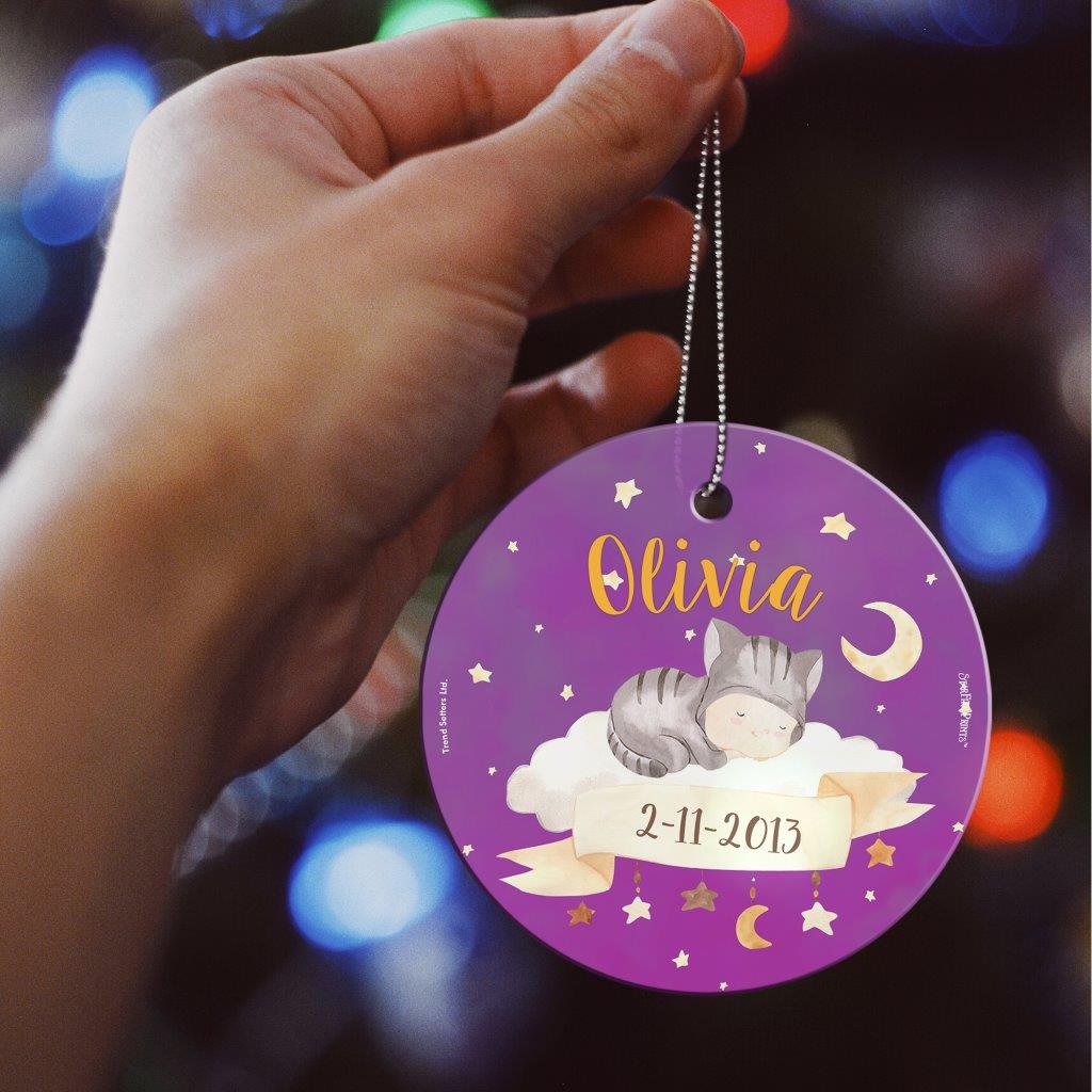 Baby's First Christmas (Boho Baby - Customized)  StarFire Prints Hanging Glass Print SPCIR1249