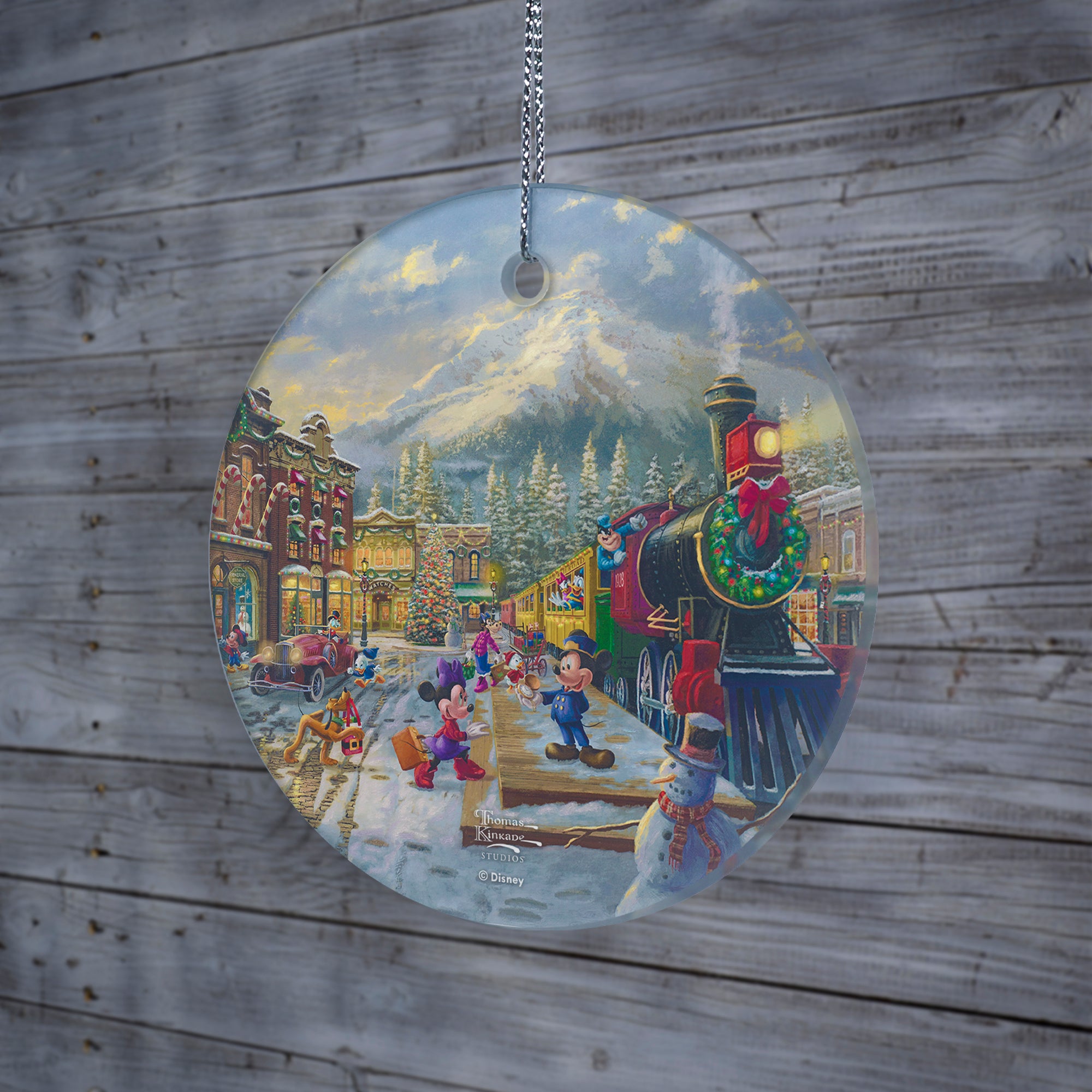 Disney (Mickey and Minnie Candy Cane Express) StarFire Prints™ Hanging Glass Print SPCIR1276