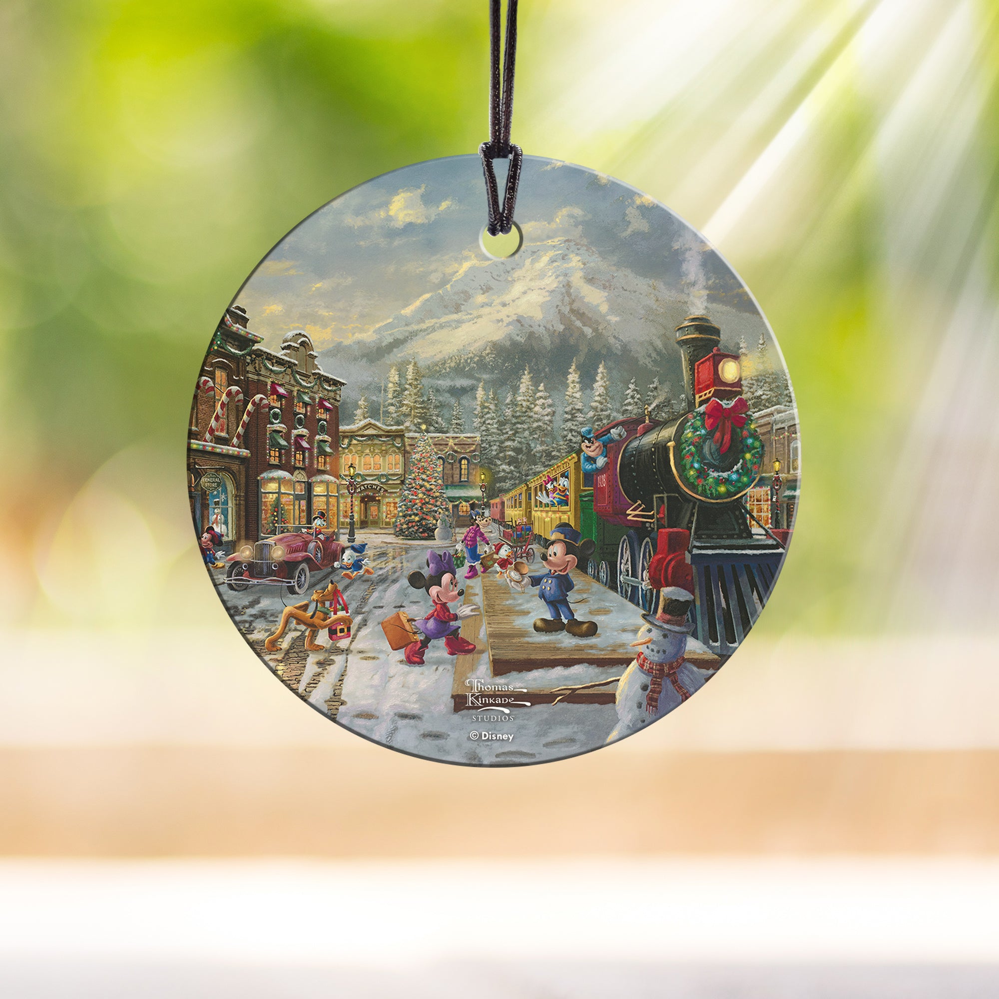 Disney (Mickey and Minnie Candy Cane Express) StarFire Prints™ Hanging Glass Print SPCIR1276