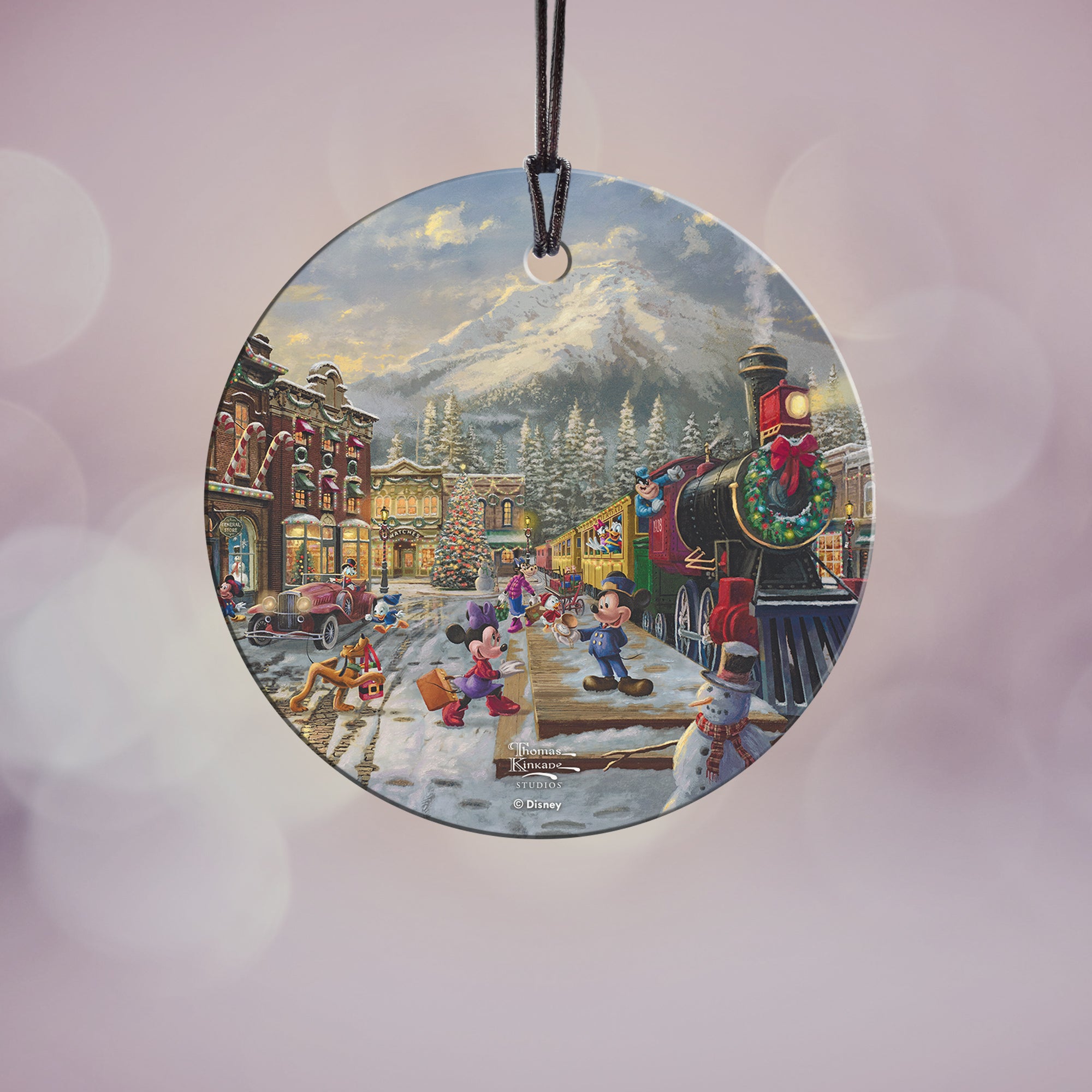 Disney (Mickey and Minnie Candy Cane Express) StarFire Prints™ Hanging Glass Print SPCIR1276