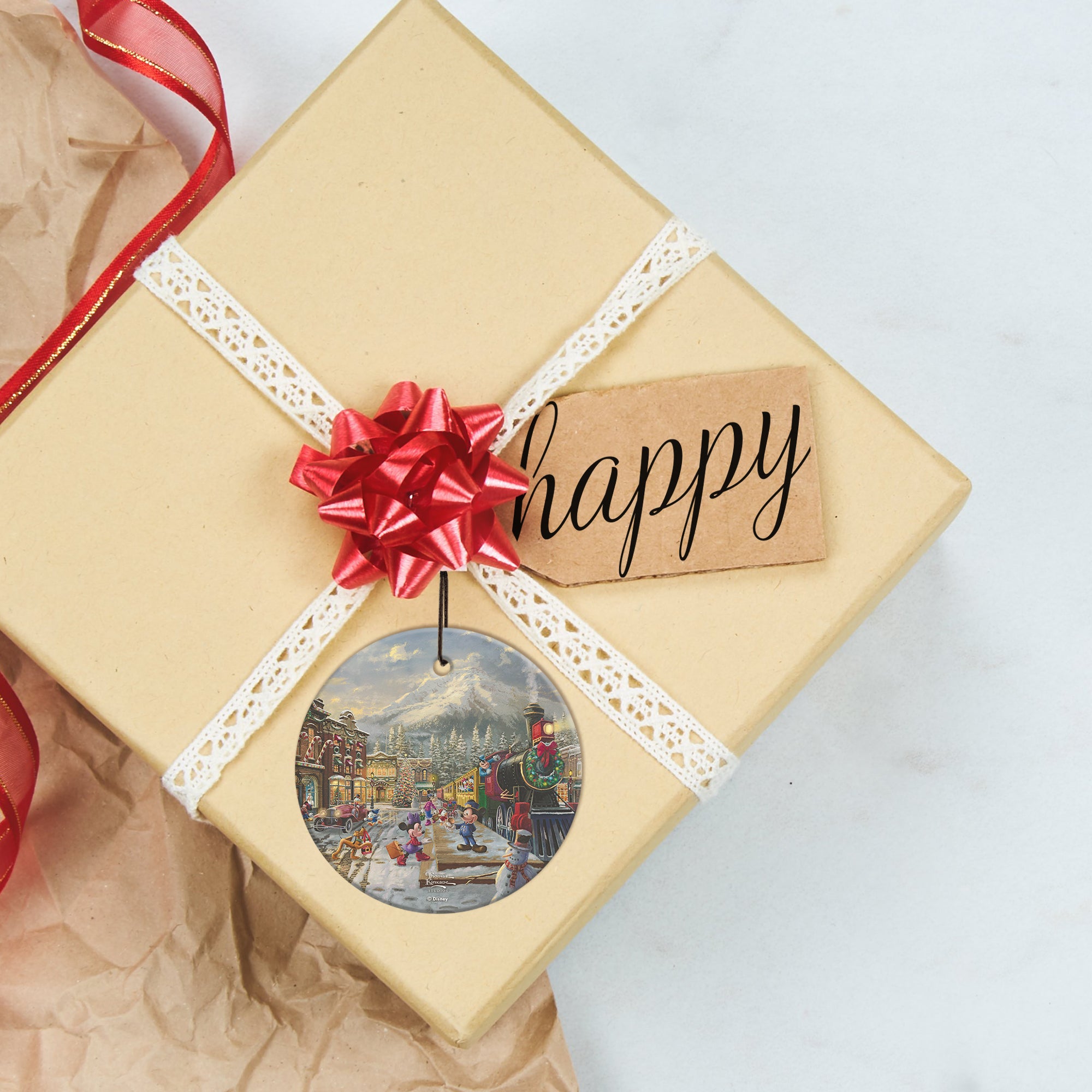 Disney (Mickey and Minnie Candy Cane Express) StarFire Prints™ Hanging Glass Print SPCIR1276