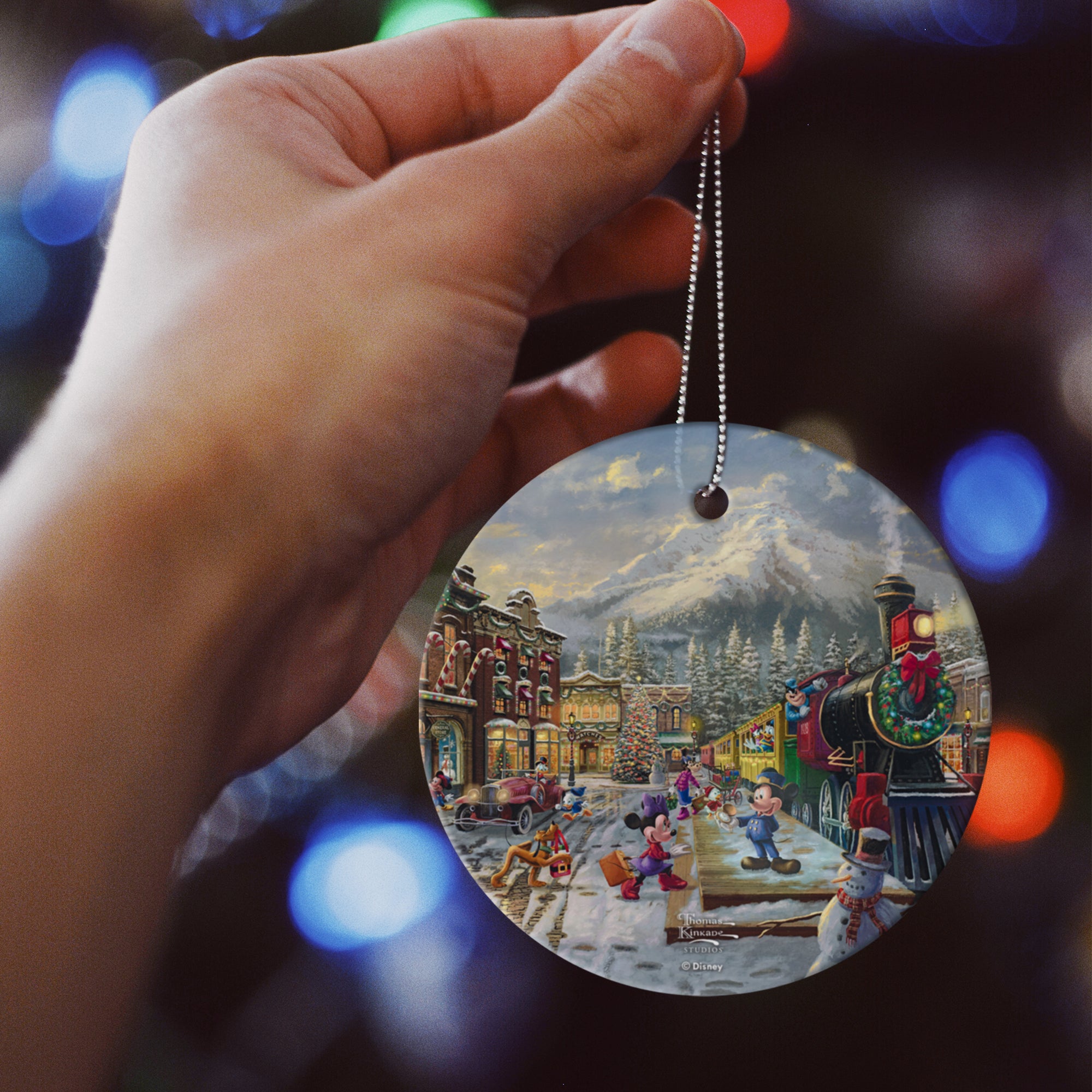 Disney (Mickey and Minnie Candy Cane Express) StarFire Prints™ Hanging Glass Print SPCIR1276