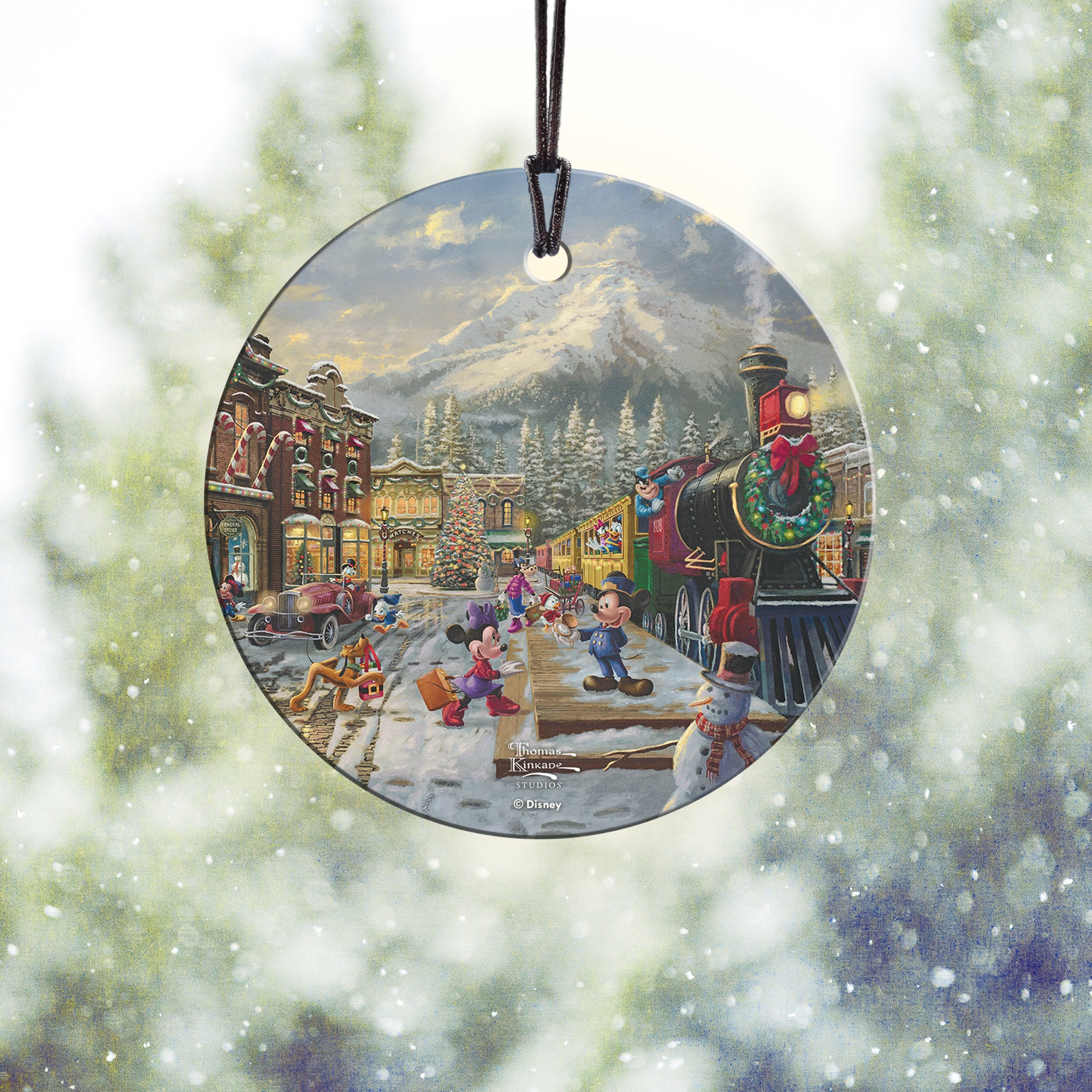 Disney (Mickey and Minnie Candy Cane Express) StarFire Prints™ Hanging Glass Print SPCIR1276