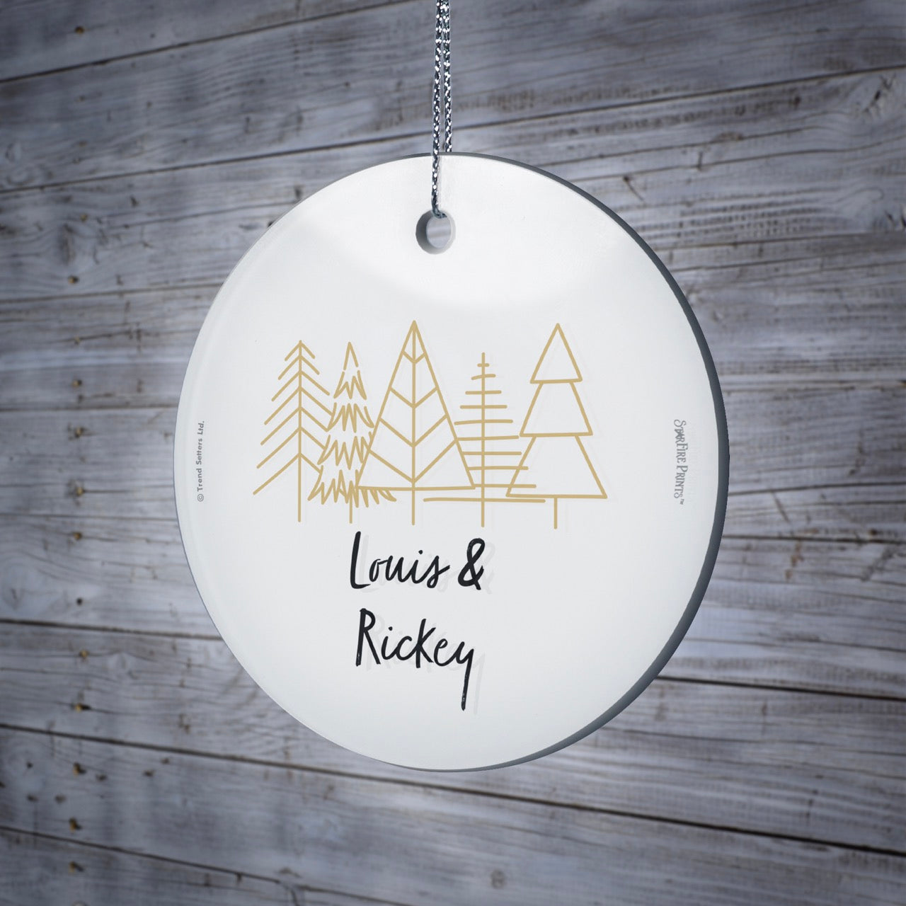 Christmas Collection (Christmas Tree Doodles - Personalized) StarFire Prints Hanging Glass Print SPCIR1284