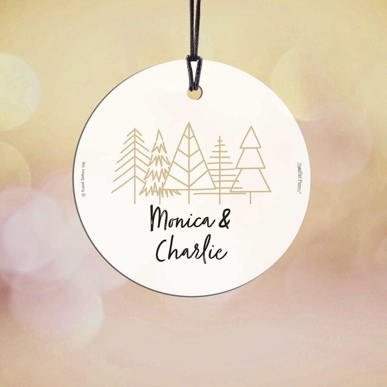 Christmas Collection (Christmas Tree Doodles - Personalized) StarFire Prints Hanging Glass Print SPCIR1284