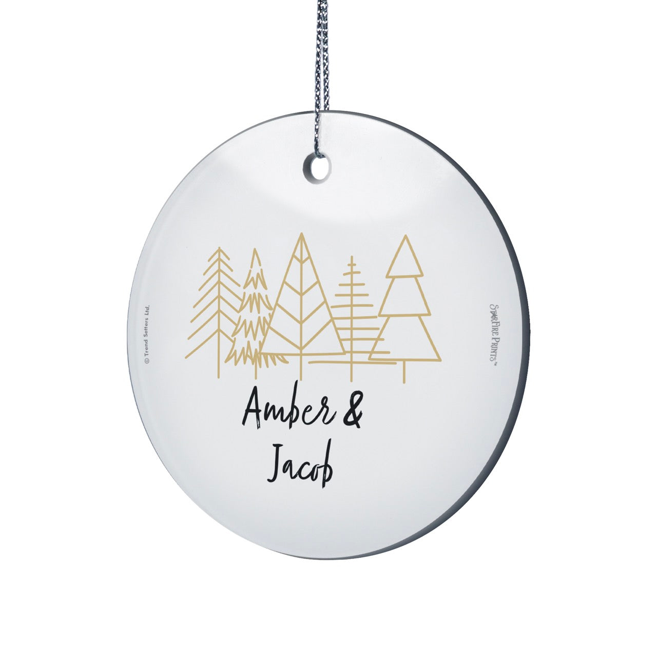 Christmas Collection (Christmas Tree Doodles - Personalized) StarFire Prints Hanging Glass Print SPCIR1284