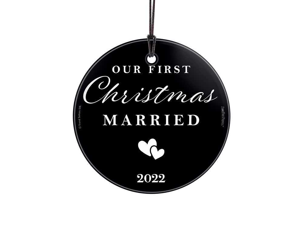 Wedding Collection (Minimalist Hearts - Personalized) StarFire Prints Hanging Glass Print