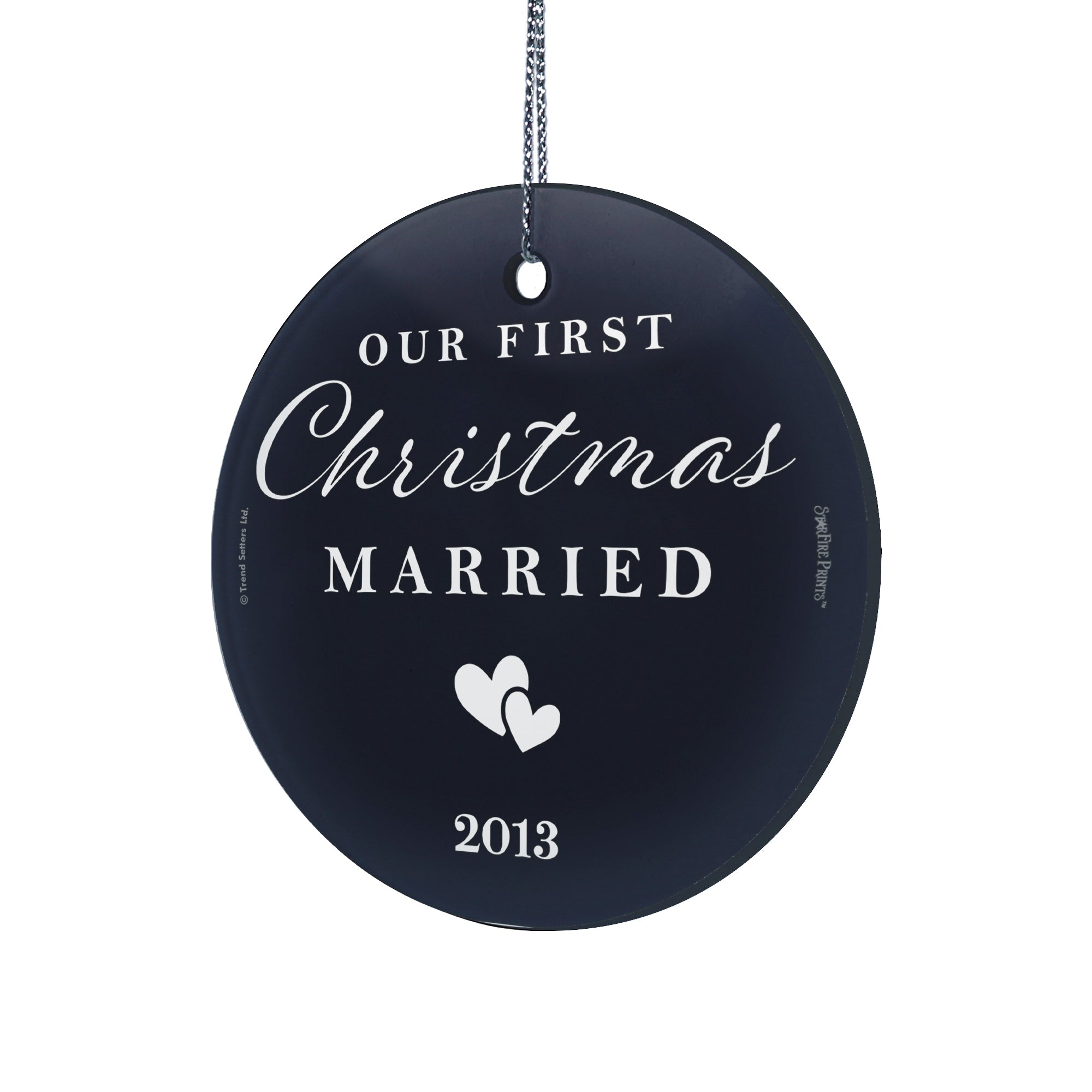 Wedding Collection (Minimalist Hearts - Personalized) StarFire Prints Hanging Glass Print