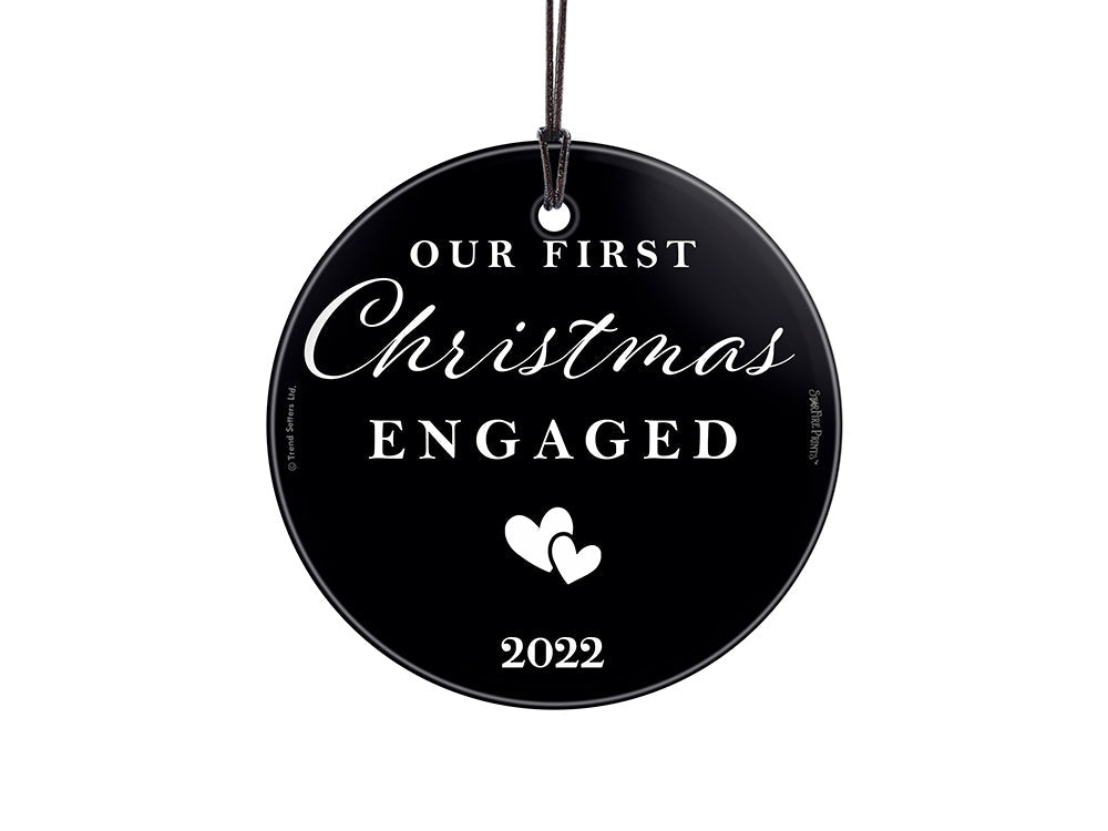 Engagement Collection (Minimalist Hearts - Personalized) StarFire Prints Hanging Glass Print