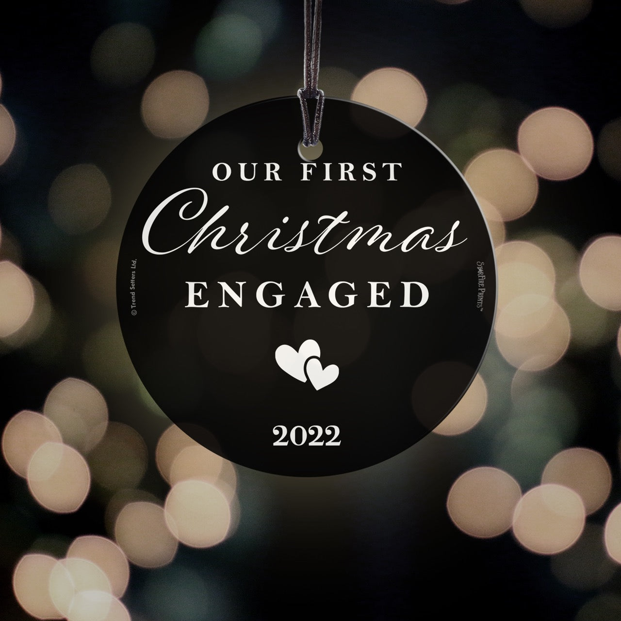 Engagement Collection (Minimalist Hearts - Personalized) StarFire Prints Hanging Glass Print SPCIR1287