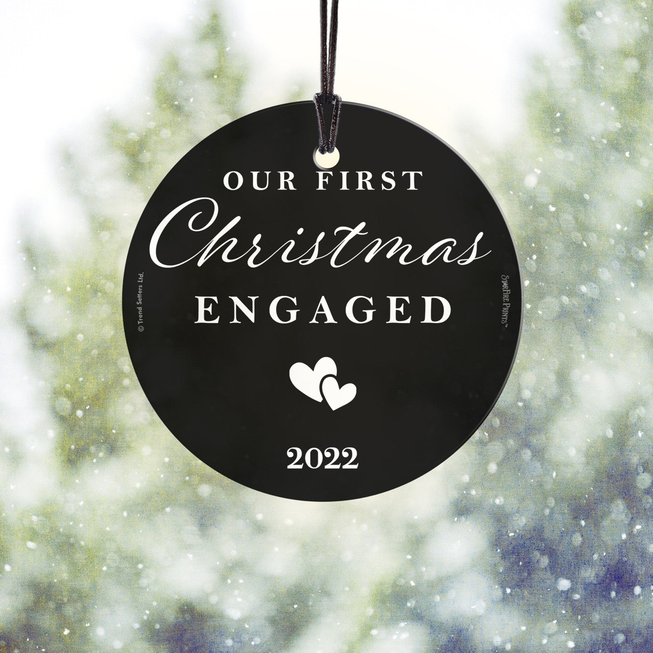 Engagement Collection (Minimalist Hearts - Personalized) StarFire Prints Hanging Glass Print SPCIR1287