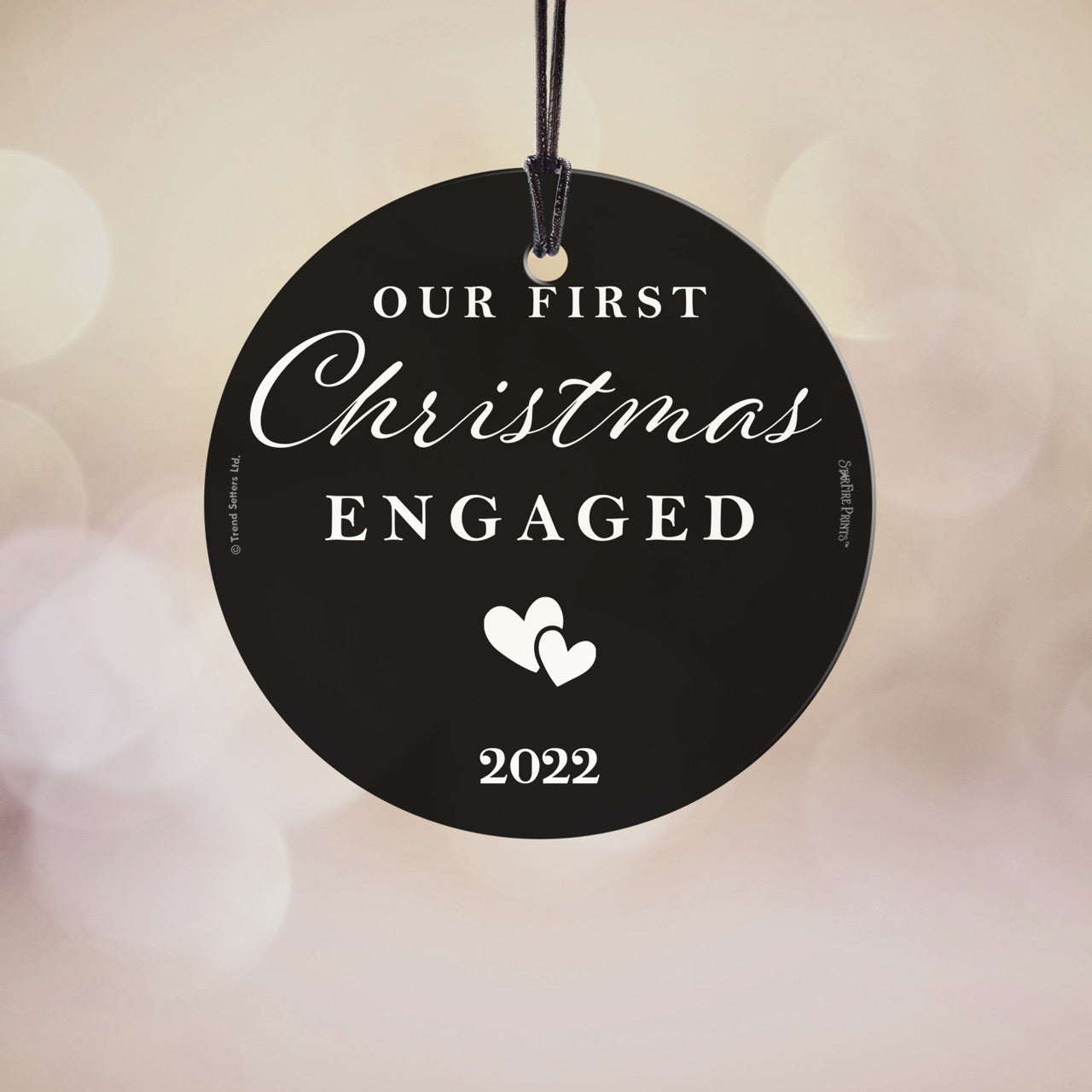 Engagement Collection (Minimalist Hearts - Personalized) StarFire Prints Hanging Glass Print SPCIR1287