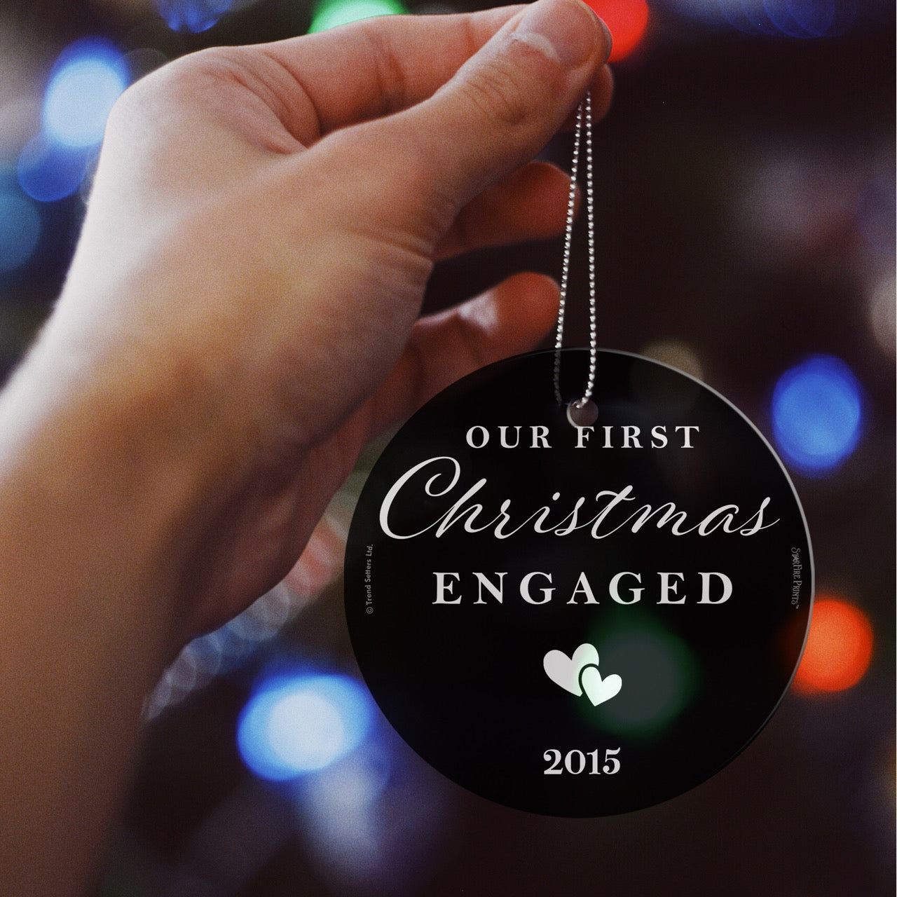 Engagement Collection (Minimalist Hearts - Personalized) StarFire Prints Hanging Glass Print SPCIR1287