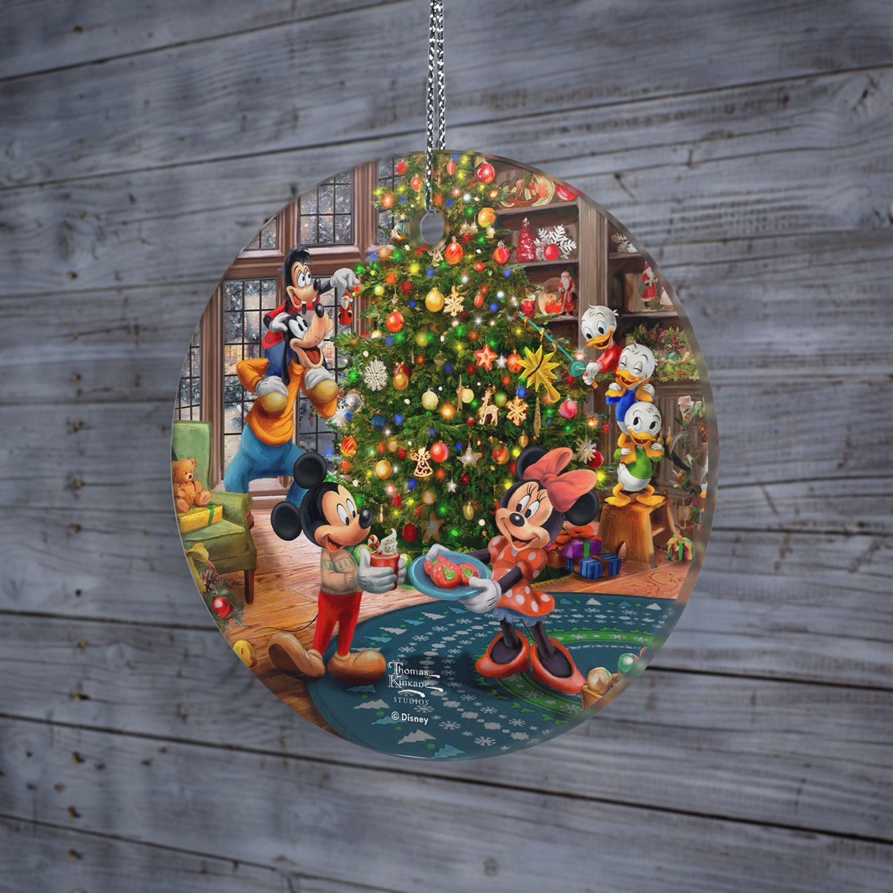 Disney (Mickey and Minnie Trimming the Tree) StarFire Prints™ Hanging Glass Print SPCIR1322