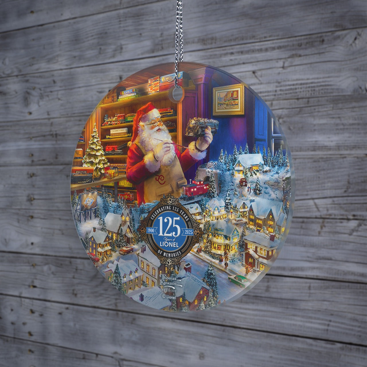 Thomas Kinkade (Lionel - Santa's Final Touch, A Lionel Legacy) StarFire Prints™ Hanging Glass Print SPCIR1326