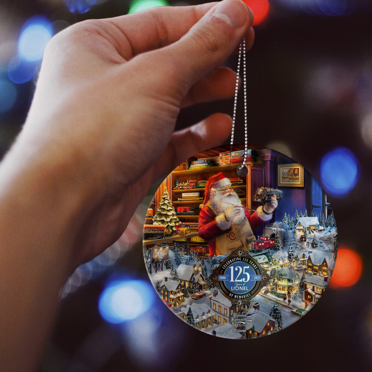 Thomas Kinkade (Lionel - Santa's Final Touch, A Lionel Legacy) StarFire Prints™ Hanging Glass Print SPCIR1326