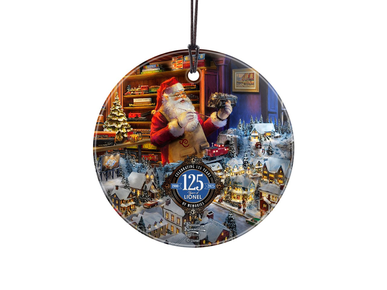 Thomas Kinkade (Lionel - Santa's Final Touch, A Lionel Legacy) StarFire Prints™ Hanging Glass Print SPCIR1326