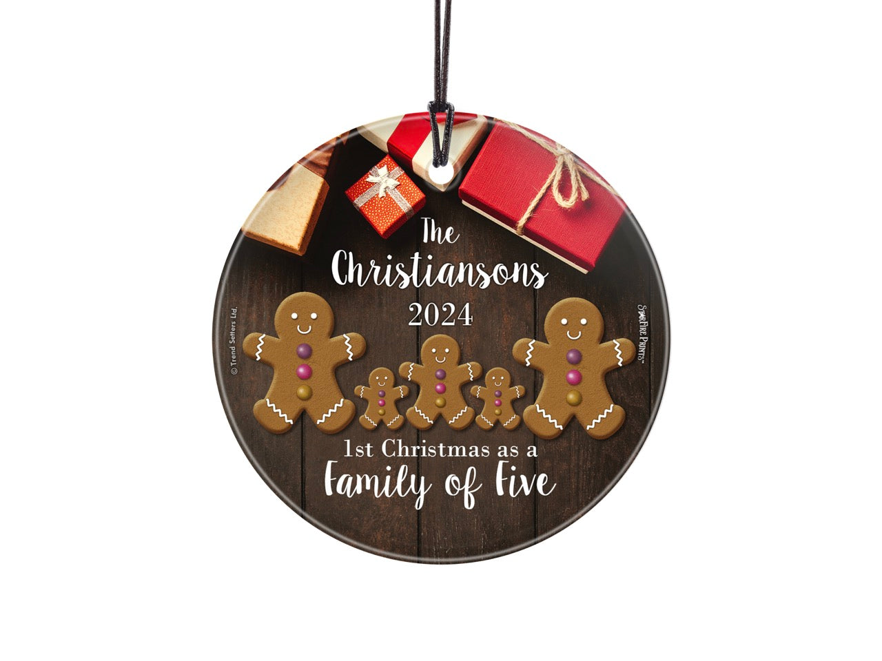 Christmas Collection (First Christmas as a Family Of Five - Personalized) StarFire Prints™ Hanging Glass Print SPCIR1332