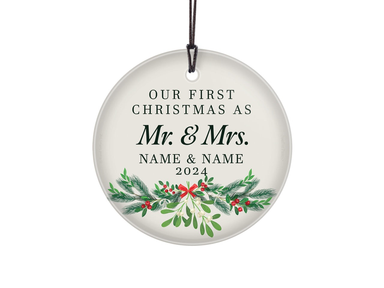 Trend Setters Original (Our First Mistletoe - Personalized) StarFire Prints Hanging Glass Print SPCIR1338
