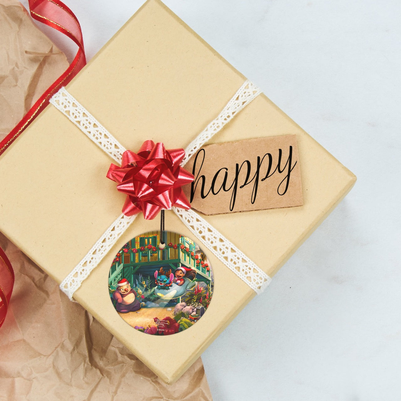 Disney (Lilo & Stitch – Aloha Christmas) StarFire Prints™ Hanging Glass Print SPCIR1344