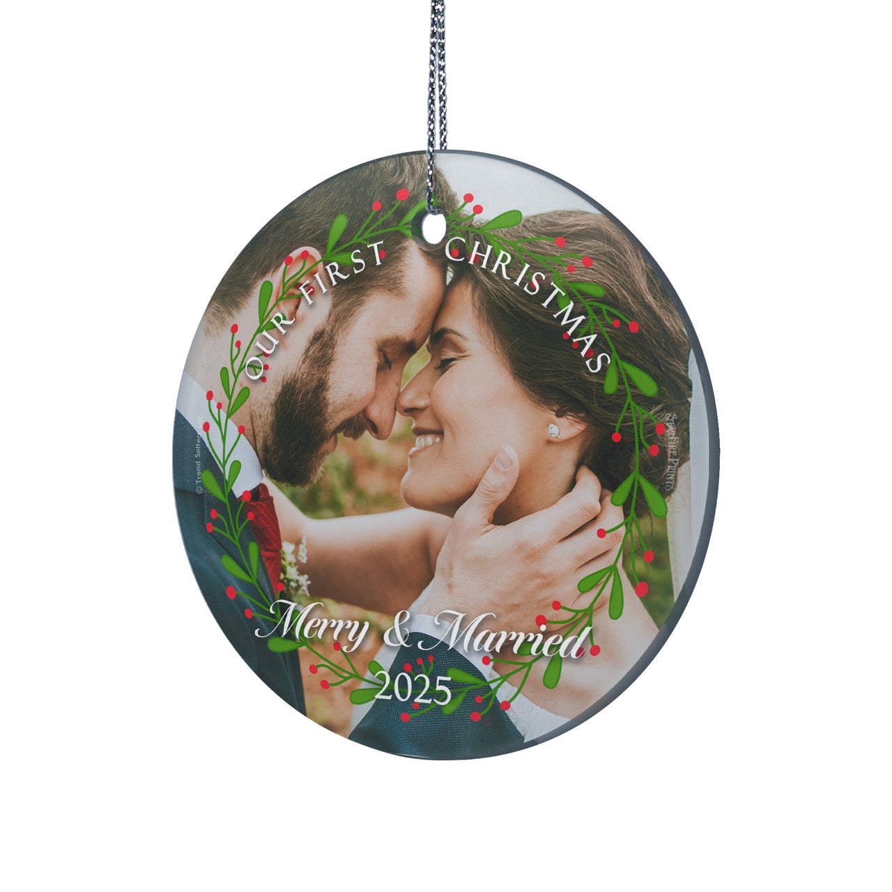 Trend Setters Original (Merry and Married) Personalized StarFire Prints™ Hanging Glass Print Photo Upload SPCIRU1365