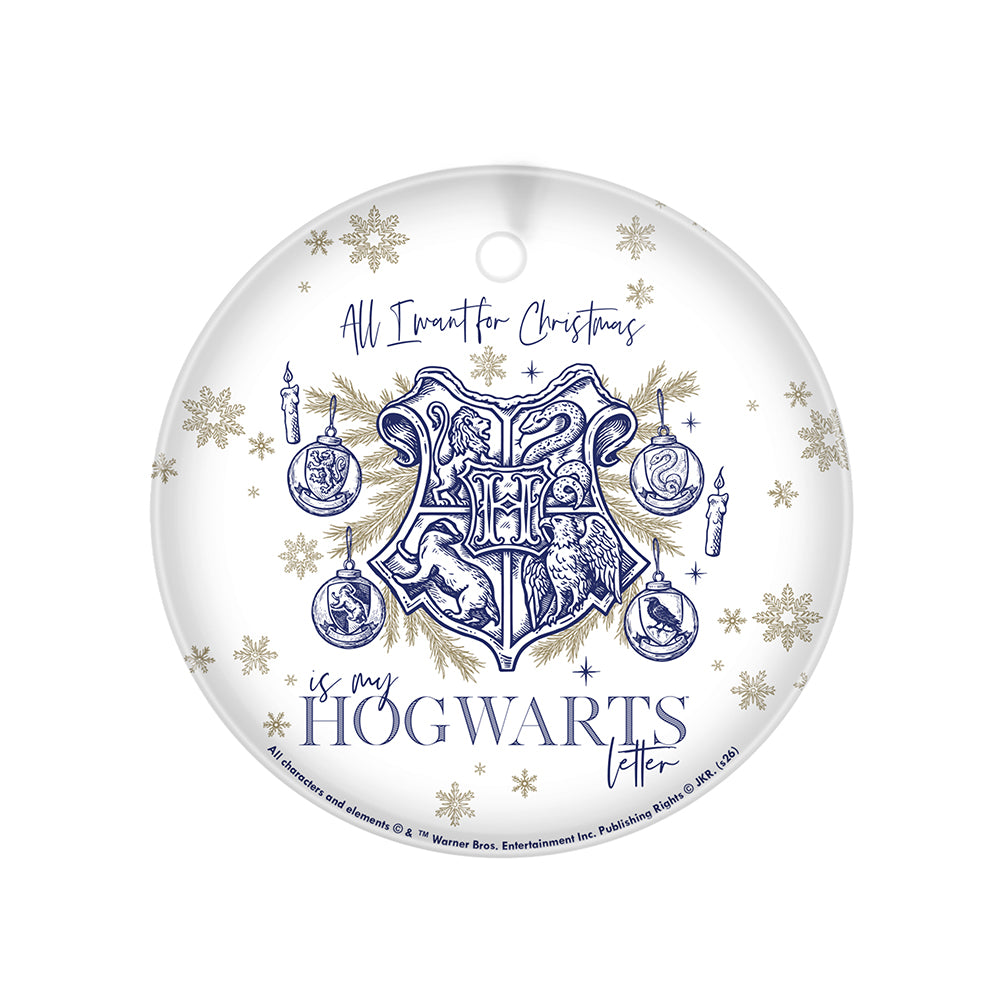 Harry Potter (Hogwarts Christmas Crest) 3.5” StarFire Prints™ Glass Art SPCIR1375