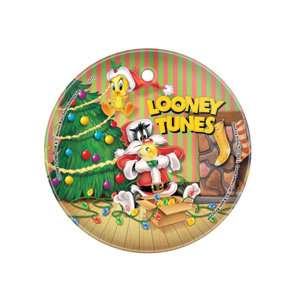 Looney Tunes (Sylvester and Tweetys Christmas) StarFire Prints™ Glass Art SPCIR145