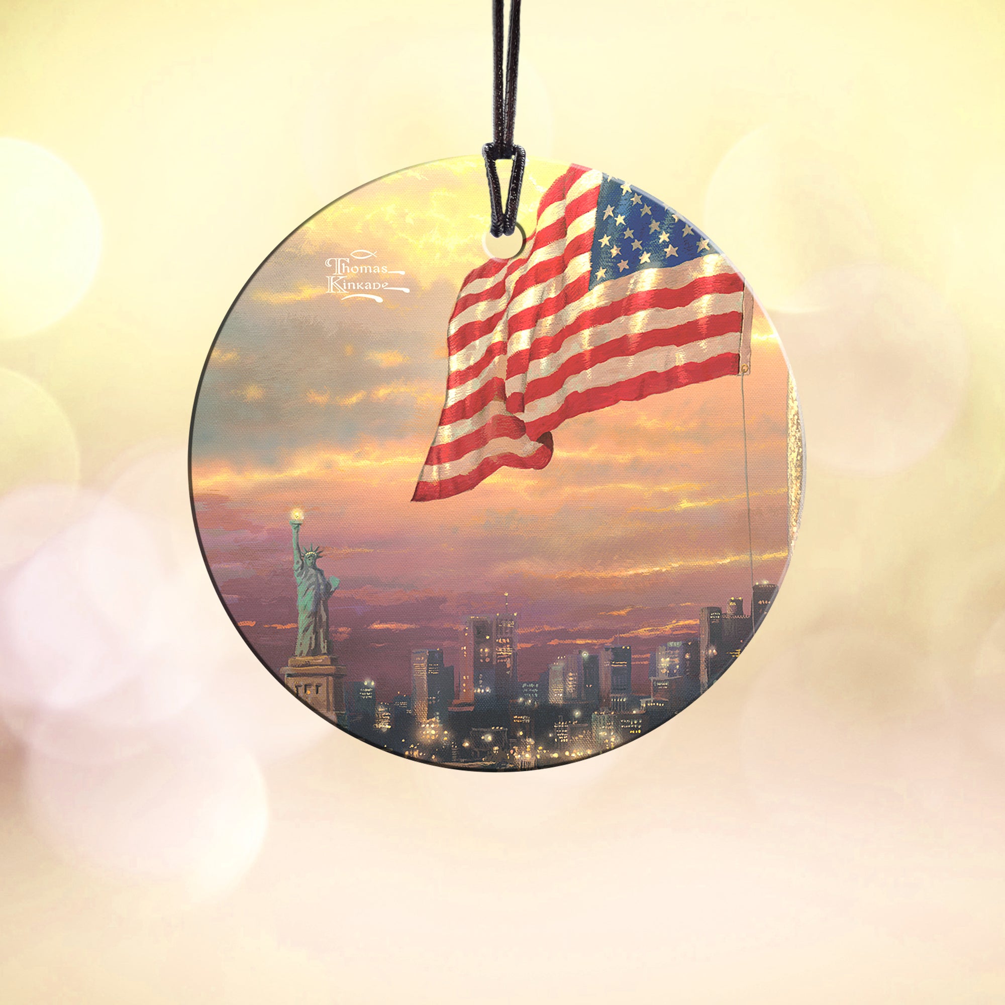 Thomas Kinkade Studios (Light of Freedom with Statue of Liberty) StarFire Prints™ Hanging Glass Print SPCIR456