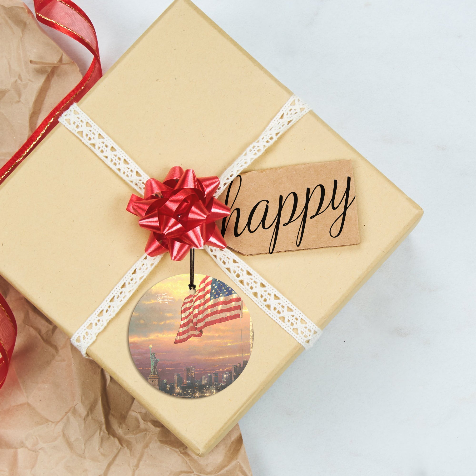 Thomas Kinkade Studios (Light of Freedom with Statue of Liberty) StarFire Prints™ Hanging Glass Print SPCIR456